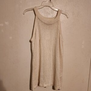 FLAWED Michael Michael Kors High Neck Tank Sequin Ivory Sweater Sz XL NWT